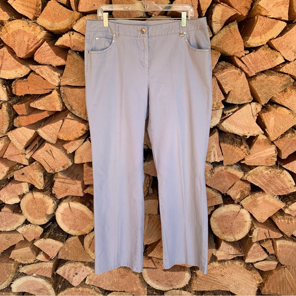 Straight Leg Trousers Light Gray Workwear Pants Women Size 12 Large
